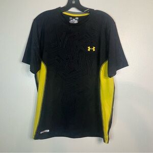 Under Armour black and yellow HeatGear performance t-shirt